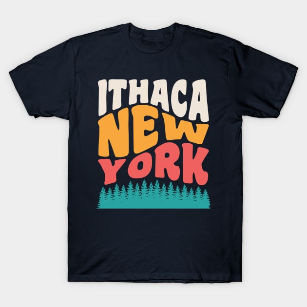 Ithaca New York State Parks Hiking Camping T-Shirt by PodDesignShop